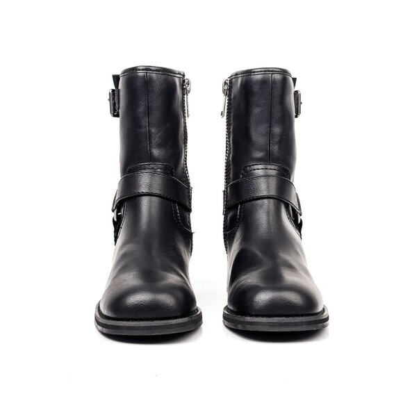 Open Edit Women Jab Moto Biker Black Vegan Leather Harness Boots sz 8.5 - Picture 2 of 9